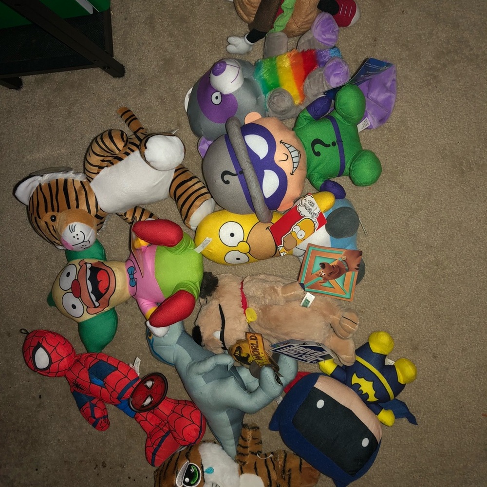Lot of 11 stuffed animals all new with tags, brand name a&a global, marvel, ect